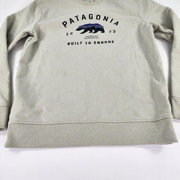 Patagonia Mens Arched Fitz Roy Bear Siz S Uprisal Crew Sweatshirt Beige Pullover - Picture 7 of 11